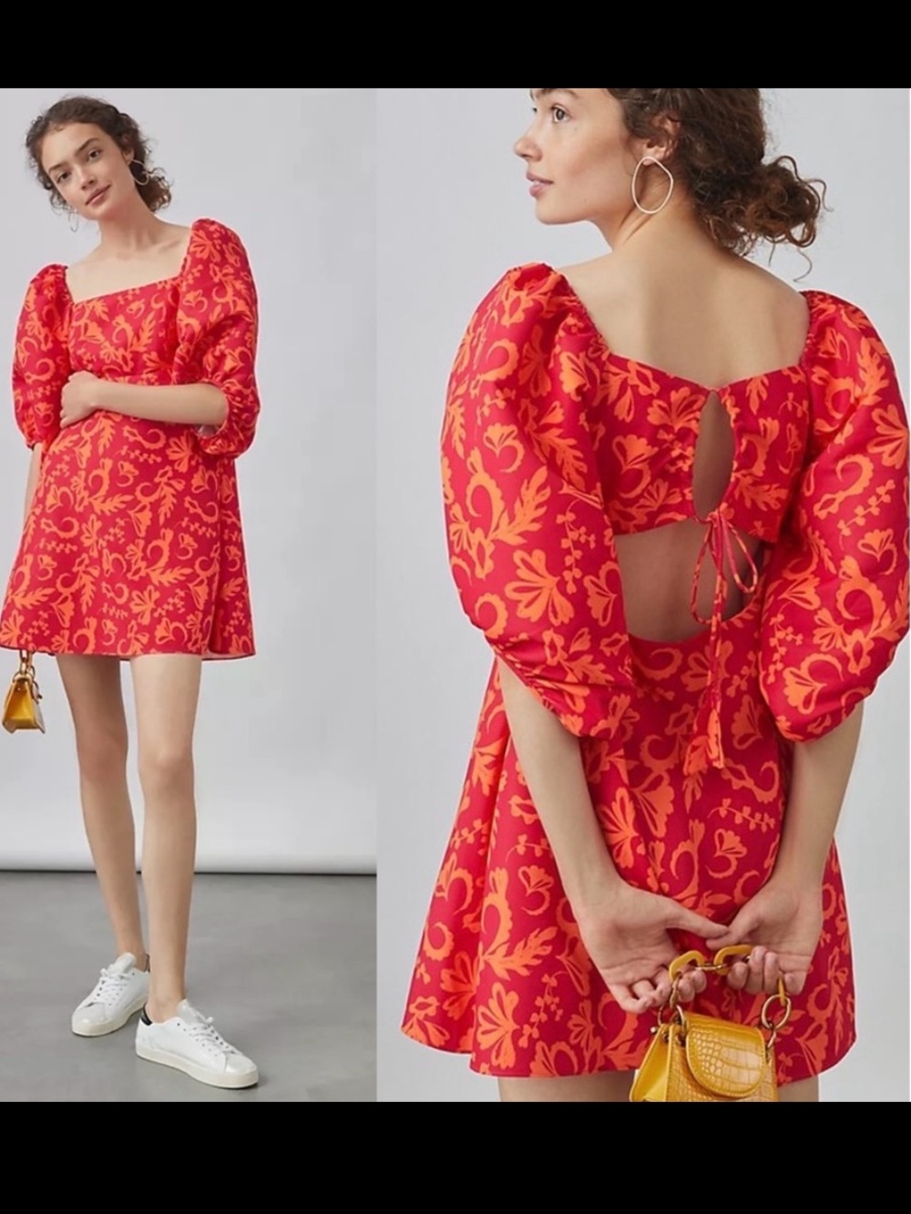 NWT Sachin & Babi x Anthropologie Puff Sleeve Mini Dress  Pink Combo